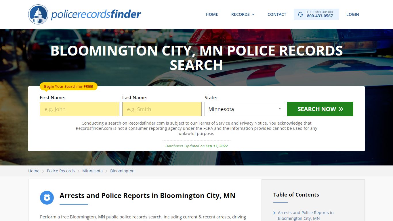 BLOOMINGTON CITY, MN POLICE RECORDS SEARCH - RecordsFinder