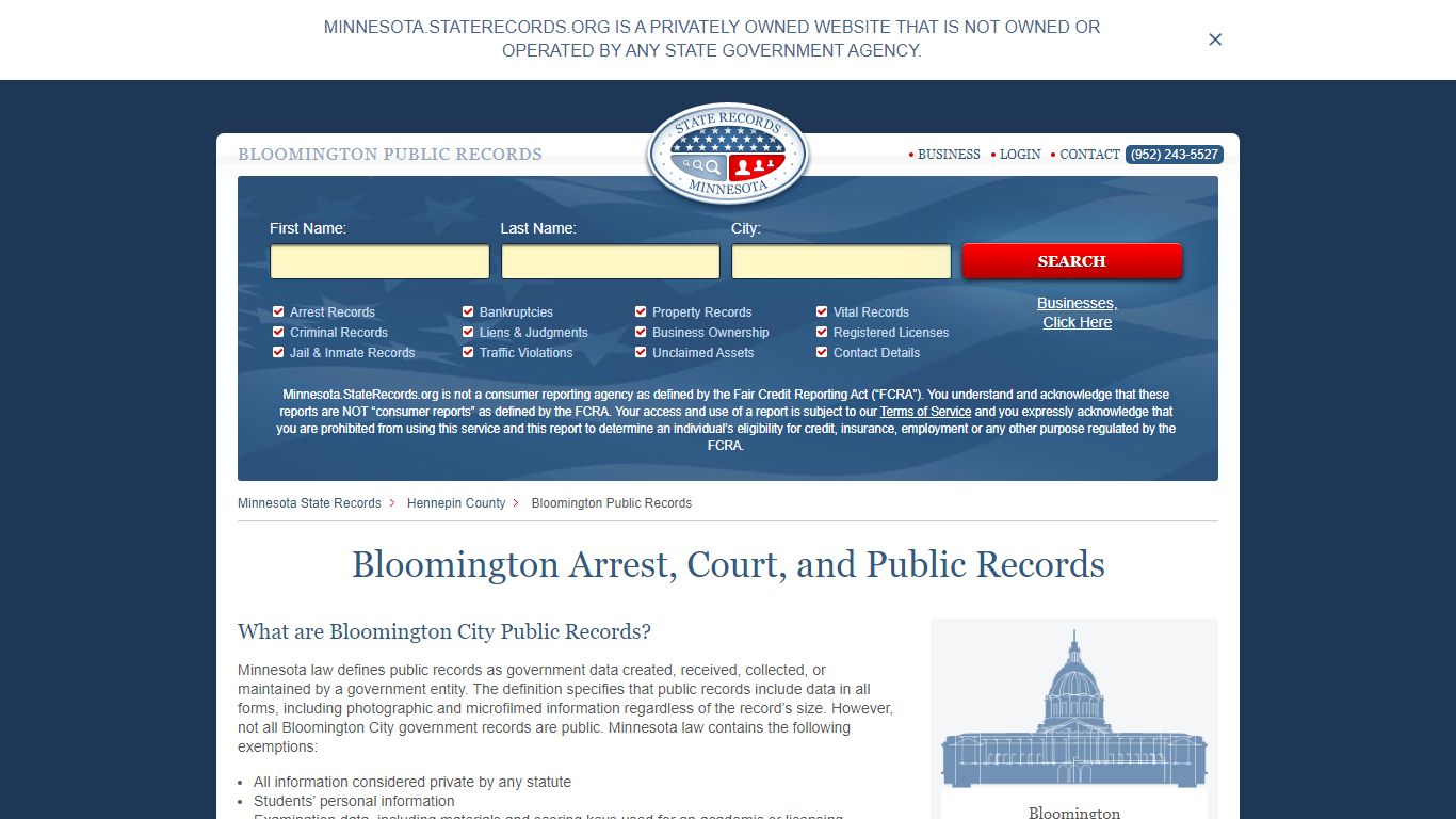 Bloomington Arrest and Public Records | Minnesota.StateRecords.org